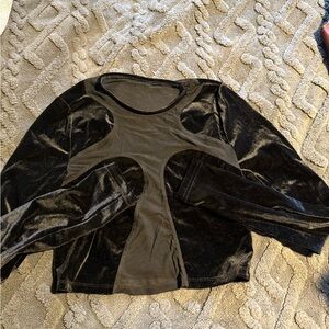 SHEIN Black Velvet Long Sleeve Top